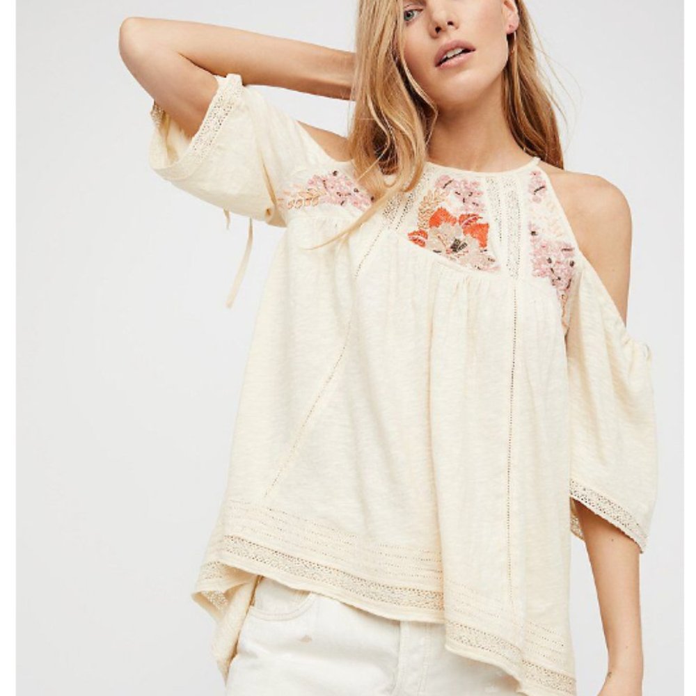 NWT Free People Fast Times Cold Shoulder Blouse size Small - Picture 8 of 8